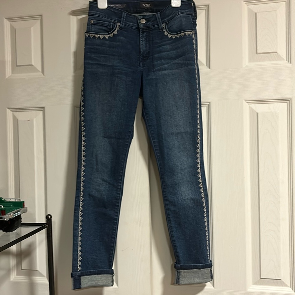 Alina NYDJ Embroidered Denim Stretch Ankle Cuffed Jeans